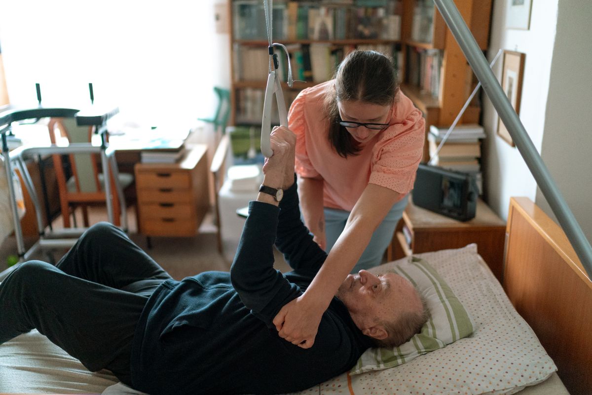 Older adult receiving compassionate support at home